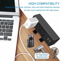 Multiprise de bureau à fixation sur bord de table avec 3 prises et 2 ports USB Type-A, installation facile pour table de bureau