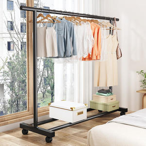 Porte-manteau métallique mobile du sol au plafond pour dortoir, balcon, rangement vertical, design moderne - Product Image 2