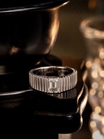 Bague de mariage et de fiançailles unisexe en or blanc 14k 18k avec diamant de laboratoire de 1 carat taille émeraude certifié IGI, qualité DEF VS, ICEWALD