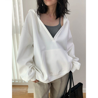 Sweat-shirts à capuche personnalisés de haute qualité pour femmes, coupe ample, col en V, unisexe, vêtements élégants et tendance, imperméables