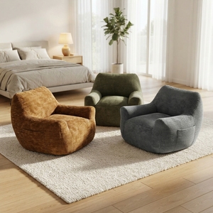 Fauteuil paresseux compressé une place en forme de goutte d'eau, design ergonomique, tissu doux, pouf moderne pour appartement et chambre à coucher - Product Image 2