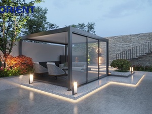 Pérgola de Techo con Aspersores de Aluminio Motorizados, Pérgola de Jardín con Protección Solar, Pérgola de Techo con Revestimiento de Aluminio Impermeable para Exteriores - Product Image 2