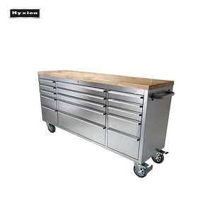 Wood Tool Chest Hyxion OEM ODM OBM Rubber Wood On Top Rolling Tool Chest Automotive Tool Box Metal Tool Box