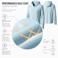 Veste à capuche unisexe avec protection solaire UPF 50+, motif uni, légère, fermeture éclair, manches longues, 100% polyester, pour la pêche, la randonnée, anti-UV