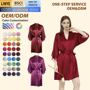 أرواب العروس من الحرير ملابس نوم نسائية بيجامة حرير التوت رداء من الساتان الحريري بيجامات نسائية رداء نسائي من الساتان الحريري بيجامات ساتان نسائية - Product Image 2