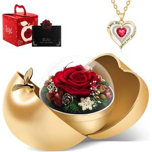 Tyvouflo Preserved Roses Forever Flowers Heart Necklace <b>Gift</b> <b>Set</b> For Mother's Day Birthday Mom Wife Girlfriend Grandma - Product Image 1