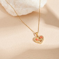 Nouveau collier fin et élégant avec pendentif cœur ajouré coloré, incrusté de zircon, en acier inoxydable pour femme TGXL14818
