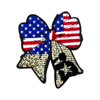 Patch brodé 250e anniversaire du Jour de l'Indépendance, thème USA, applique à sequins, pour décoration DIY de vêtements et sacs