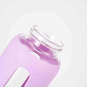 Bouteille d'eau en verre borosilicate de style moderne 800 ml (27 oz) avec paille et manchon en silicone pour le sport, le yoga et le fitness - Product Image 3