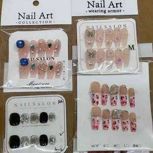 Lot de 10 faux ongles en acrylique faits main, motifs aléatoires, haute qualité, pour salons de manucure - Product Image 3