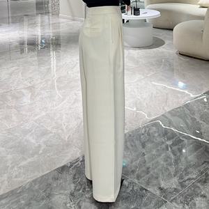 2025 Women's <b>Wide</b>-<b>Leg</b> <b>Pants</b> - High-Waisted Drapey Trousers | Wrinkle-Resistant Office Casual Customizable Color Wholesale - Product Image 3