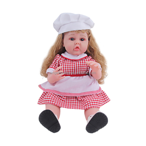 Poupée en PVC de 22 pouces aux yeux bruns, avec robe verte et blanche, princesse faite à la main avec chapeau, jouet en plastique souple, vente en gros - Product Image 3