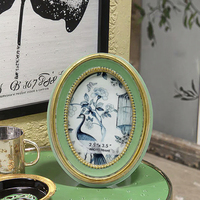 Cadre photo vintage en résine verte 2,5x3,5 pouces, format portefeuille, mignon, pour table ou mur, décoration rétro pour la maison, vente en gros