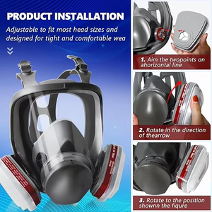 Máscara de Gas de Cara Completa con Filtros Dobles, Respirador Reutilizable para Pintura Química y Trabajo Industrial - Product Image 2