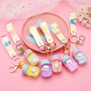 Popular Items Cute Cat Liquid Key Chain <b>Floating</b> Quicksand Keychain Drifting Bottle Pendant - Product Image 1