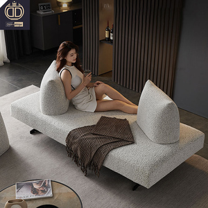 Sofá Individual Independiente con Base Metálica, Diseño Encantador, Tapizado en Lino y Algodón, Modelo Desiree - Product Image 1