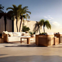 Canapé en teck de style chinois nordique, mobilier de cour, jardin, extérieur, villa, balcon, maison d'hôtes, hôtel, modèle 605