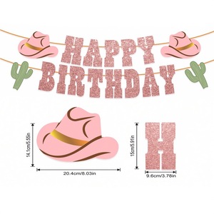 Guirnalda de Letras de Papel con Diseño de Vaquero del Oeste para Feliz Cumpleaños, 17 Piezas, Decoración para Fiestas de Niños y Niñas, Guirnalda Brillante al por Mayor - Product Image 2
