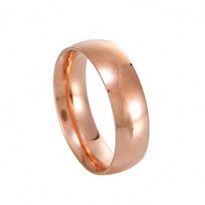 Vente flash, bague de mariage classique en acier inoxydable couleur or rose 18 carats, polissage élevé, logo personnalisé, pour homme et femme - Product Image 5