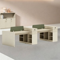 10.5 pieds de long rectangulaire 4 en 1 équipe de travail Coworking espace greffier Table de bureau en bois ordinateur Cluster bureau avec stockage d'imprimante