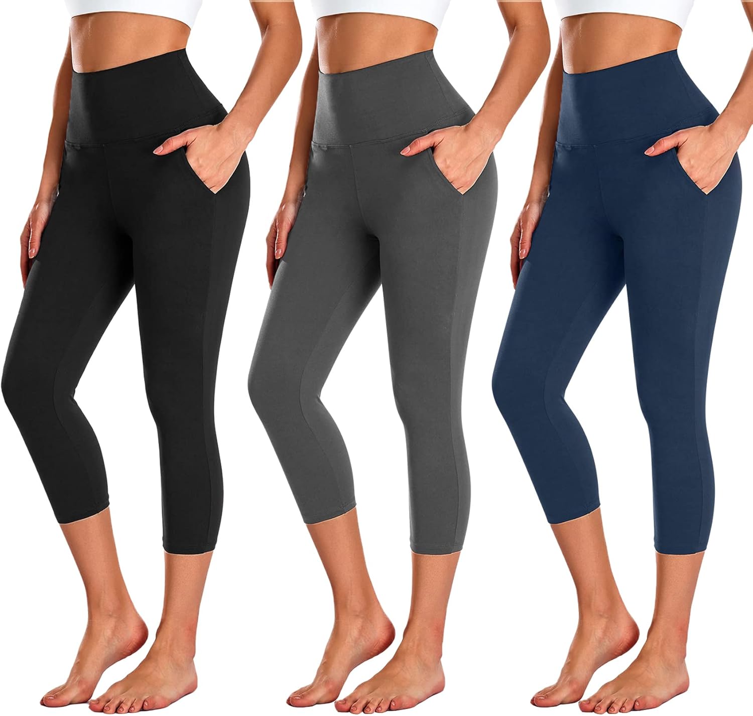 High Waist Solid Knitted Leggings Full Length Stretchy Breathable Women's Activewear Gray Seamless Yoga Pants