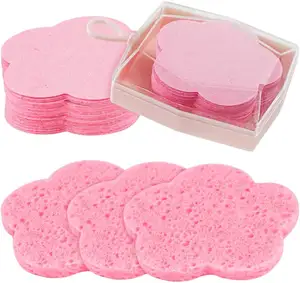 Flower Shape Cellulose Face Sponge 100% Natural Compressed Facial Sponges Professional Cosmetic Spa Sponges For Face Cleansing