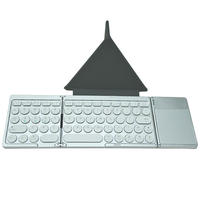 Keyboard Nirkabel Anti-Ghosting 64-Tombol Lipat Tipis dengan Kulit PU, USB Type-C, Tanpa Lampu Latar untuk iPad Mini Tablet
