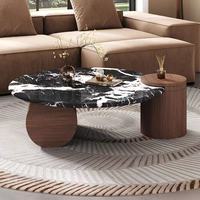 Mobilier moderne pour la maison Table basse de luxe ronde et écologique avec dessus en marbre durable pour le salon