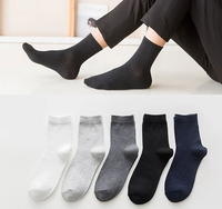 Chaussettes en coton pour hommes, personnalisées OEM/ODM, automne et hiver, respirantes, mi-hautes, chaussettes de ville, couleur unie, longues