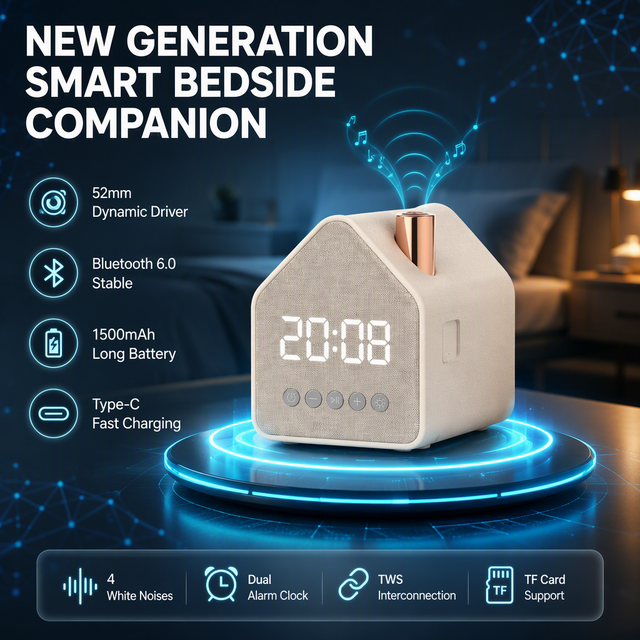 Portable Smart Alarm Clock  Speaker Sleep Sound Machine White Noise Generator Digital Display Clock OEM ODM