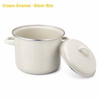 Marmite en émail 24 cm, blanc crème, avec poignée en D, corps droit, pour cuisiner soupes, ragoûts, nouilles, avec couvercle, vente en gros, directement de l'usine