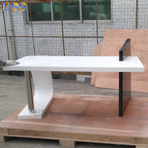 L a forma di tavolo da ufficio azienda <span class=keywords><strong>Design</strong></span> moderno studio odontoiatrico medico tavolo bianco nero in marmo artificiale tavolo da ufficio - Product Image 3