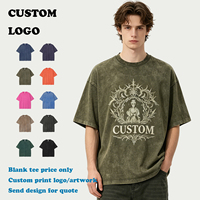 Kaos Pria Berkualitas Tinggi Batik Washed Custom Puff Printing Polos Musim Panas Lengan Pendek Vintage Grosir Kaos Personalisasi