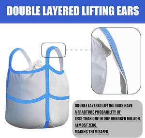 Heavy Duty Woven <b>Polypropylene</b> Bulk <b>Bags</b> with Double Lifting Loops, Duffle Top and Reinforced X-shaped Flat Bottom Support - Product Image 4