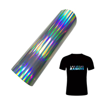 Film de transfert holographique métallique argenté gravé au laser, en PU souple et élastique, lavable et respectueux de l'environnement pour vêtements