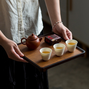 Bamboo Woven Rectangular <b>Tea</b> <b>Tray</b> Heat Resisting Surface For Kung Fu <b>Tea</b> Serving Household Use - Product Image 1