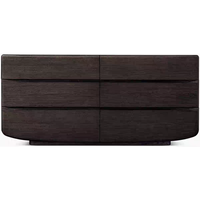 Commode en bois massif Daria R avec six tiroirs, armoire de rangement pour chambre à coucher, salon, armoire latérale