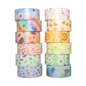 DIY Washi Tape 12 Rolls Candy Color Gold Foil Decorative Sticker <b>Scrapbooking</b> Craft Supplies - Product Image 1