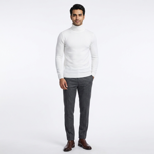 Pulls Slim Fit personnalisés pour hommes Pull à col roulé côtelé thermique et chaud pour hommes Vente en gros de tricots à col roulé à col montant pour hommes - Product Image 1