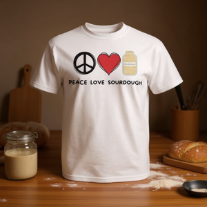 T-shirt Rétro Mignon « Amour et Paix » pour les Amateurs de Levain – Un Article Promotionnel Élégant pour les Passionnés de Levain - Product Image 3