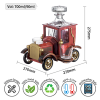 Coffret Cadeau de Carafe à Whisky et à Vin Voiture Rétro de Haute Qualité pour la Fête des Pères, avec 2 Verres à Whisky, Idéal pour un Homme Barman