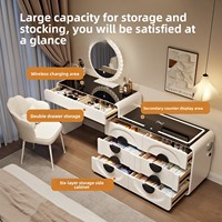 Nouvelle coiffeuse en bois massif style crème, éclairée, style nordique, pour célébrités d'Internet, avec tiroirs intégrés pour chambre moderne