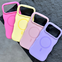 JOYPORODO V-S06 Coque de téléphone magnétique en silicone ondulé au design original et tendance, coque en silicone de couleur unie pour iPhone 16 17 Pro Max