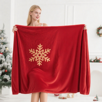 Couverture portable en flanelle polaire extra large, super douce et confortable, rouge, Noël, quatre saisons, personnalisée en usine
