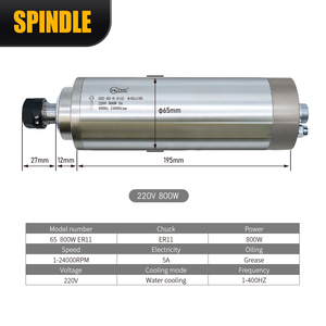 0.8kw trục chính 65mm ER11 400Hz 24000rpm 220V nước làm mát trục chính thiết lập cho CNC chế biến gỗ nhôm - Product Image 5
