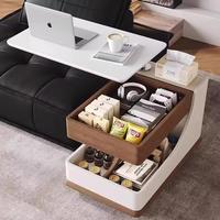 Table d'appoint en bois réglable, chariot mobile multifonctionnel pour salon, table basse ou bureau