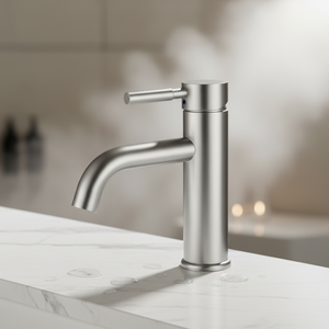 Simple Circular SS Basin Faucet, Single Hole, Single Handle, Hot and Cold Bathroom, Balcony, Dormitory Water Tap - Product Image 2