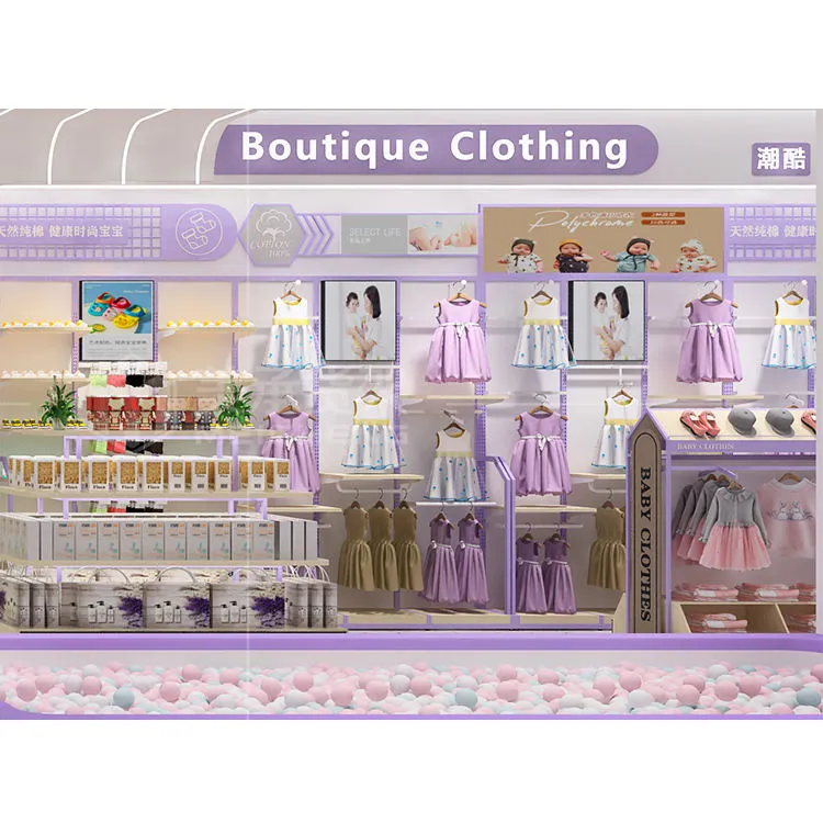 Meicheng-estante de exhibición de ropa, montaje en pared de Metal, Flexible, para ropa de bebé