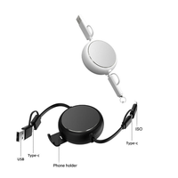 Câble de charge rétractable 3 en 2, chargeurs multiples avec support de téléphone pour tous les appareils, câble de charge avec A/C vers Type C/L/Micro USB