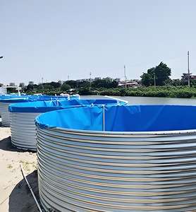 Grande usine de réservoirs d'eau de ferme de poissons en tôle galvanisée haute densité pour l'extérieur personnalisée équipement d'aquaculture étang toile poissons - Product Image 1